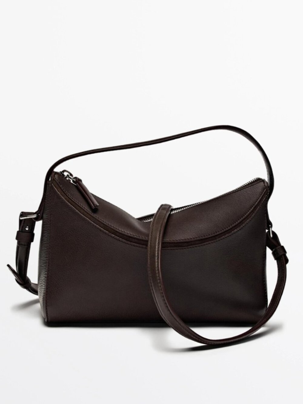 Massimo Dutti Nappa Leather Bag With Curved Details
